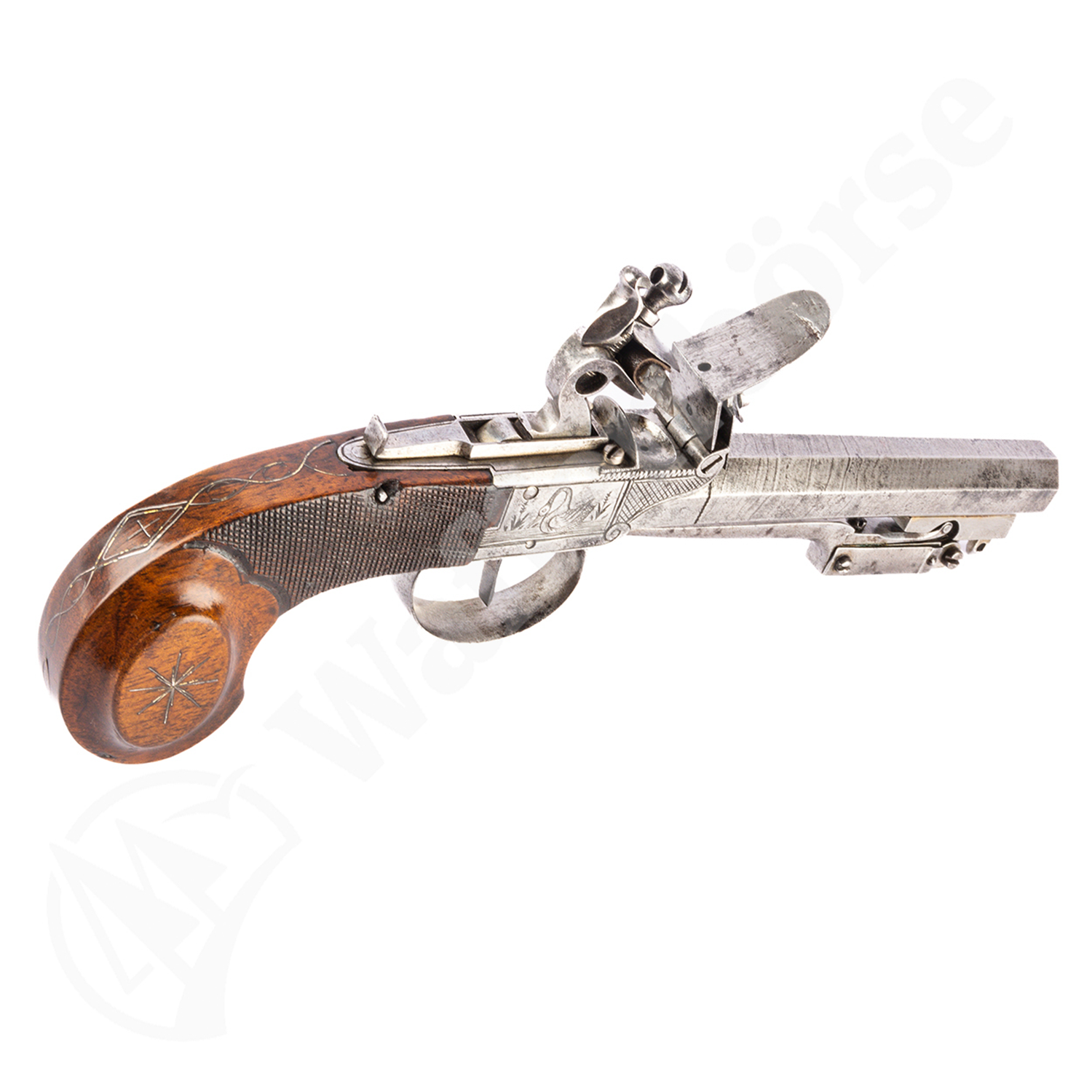 Belg. Steinschl-Pist-Paar 14mm mit Stich-Klinge