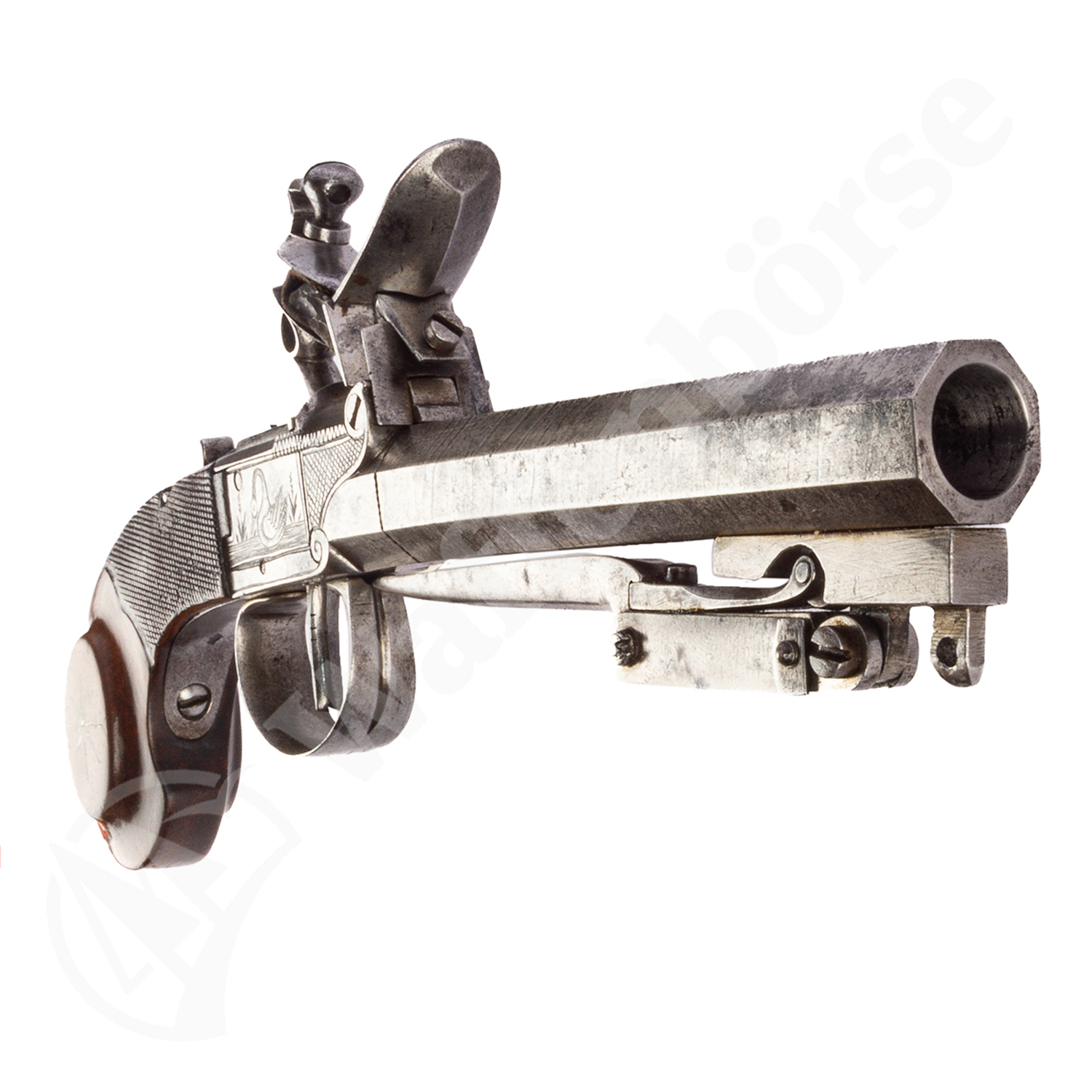 Belg. Steinschl-Pist-Paar 14mm mit Stich-Klinge