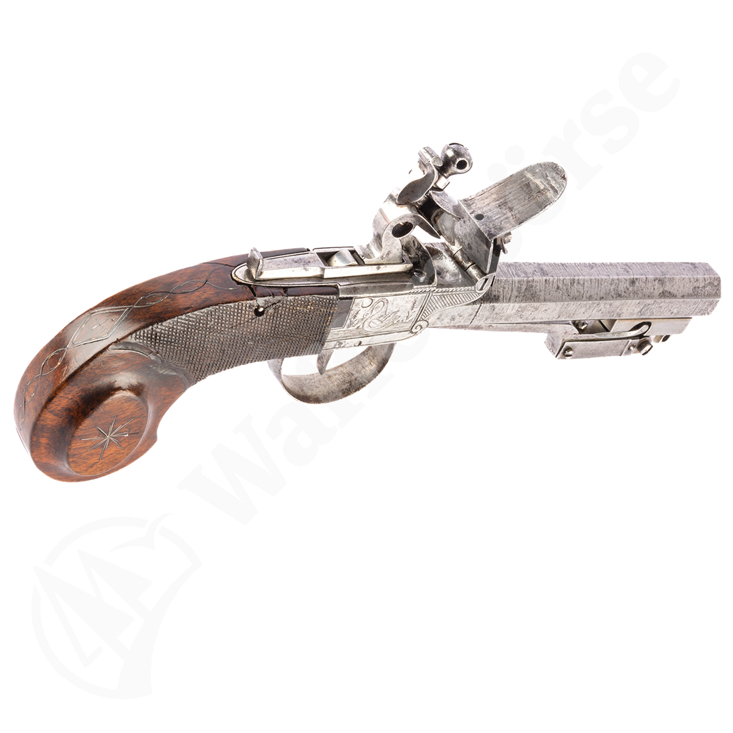 Belg. Steinschl-Pist-Paar 14mm mit Stich-Klinge