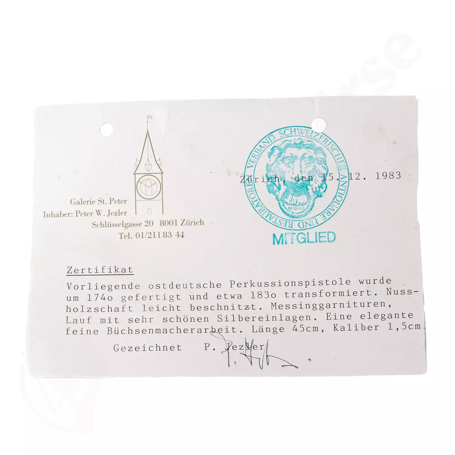Deutsche Perk. Pistsole ca 1830 15mm