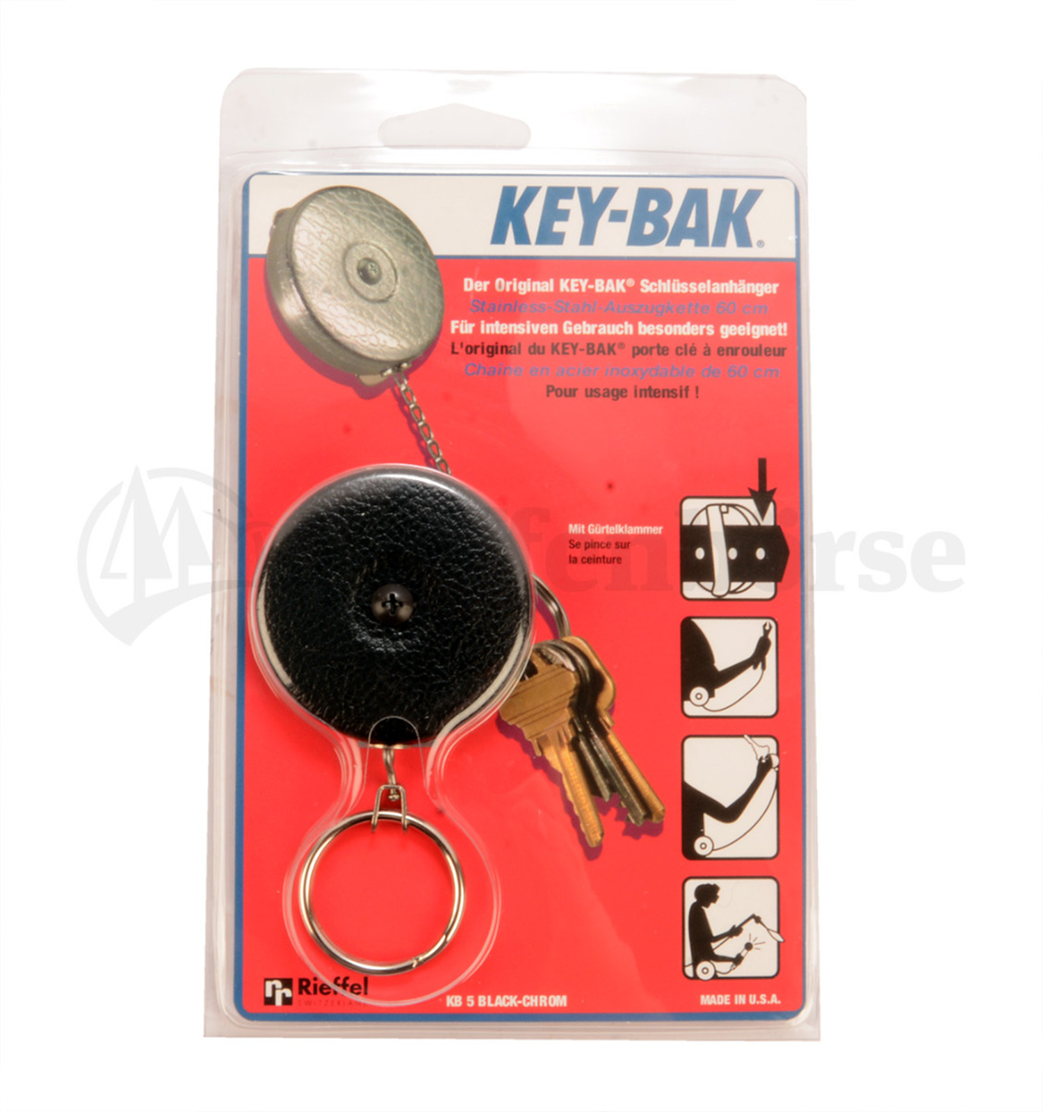 KEY-BAK Schlüsselanhänger mit Kette  60cm / Klammer