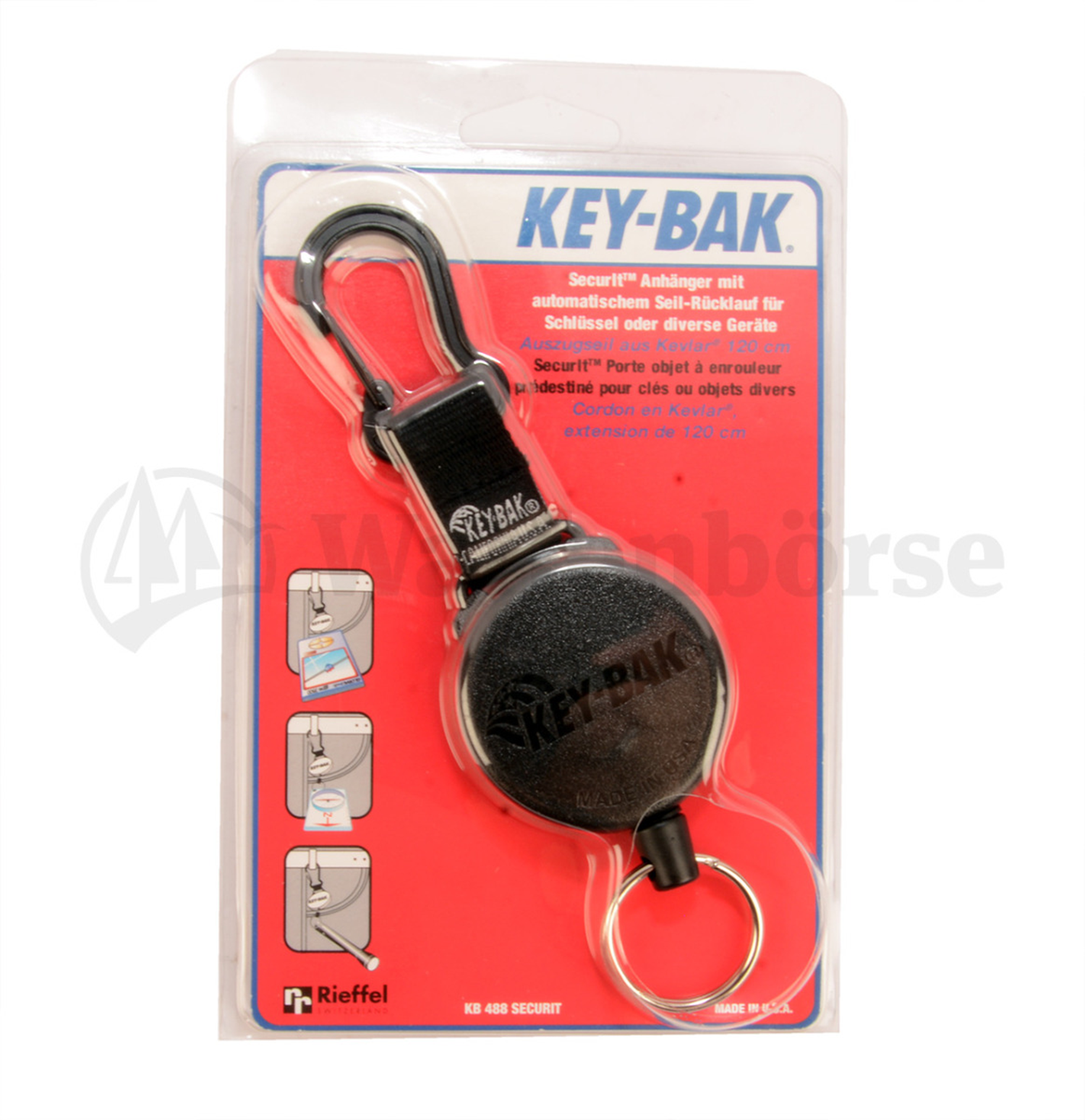 KEY-BAK Schlüsselanhänger mit Kevlarschnur  120cm / Karabiner