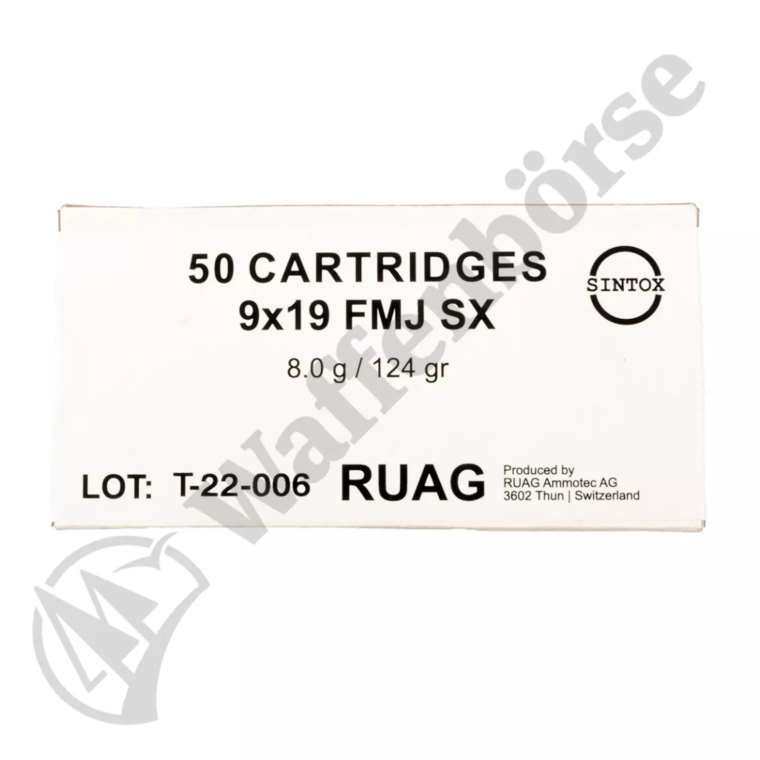 RUAG SWISS 9mm Para FMJ Sintox SX 124gr/8,0g
