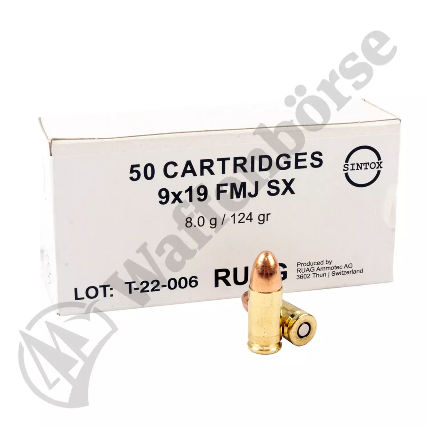 RUAG SWISS 9mm Para FMJ Sintox SX 124gr/8,0g