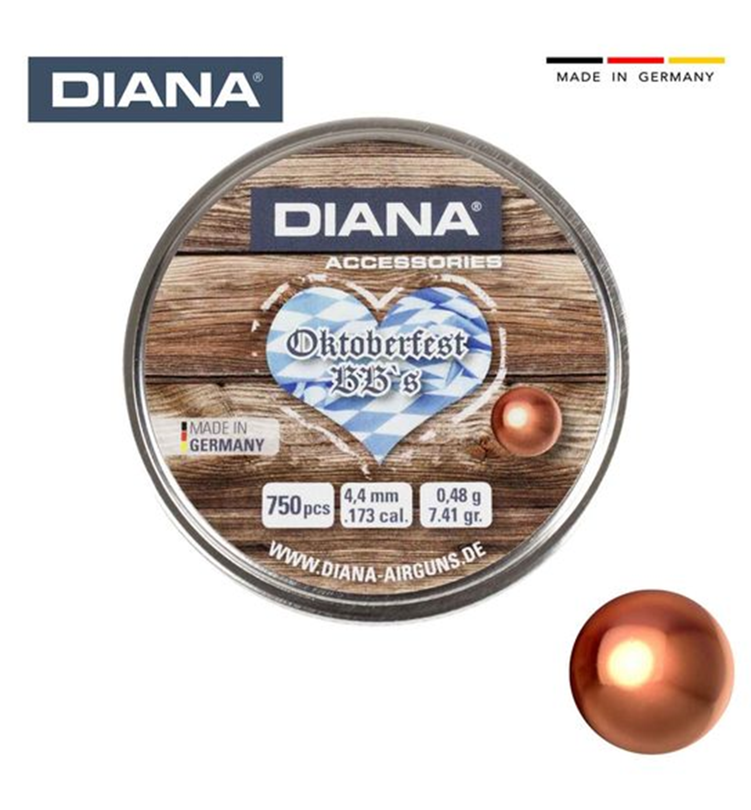 DIANA Blei-Rundkugeln Verkupfert Oktoberfest  BB 4,4mm