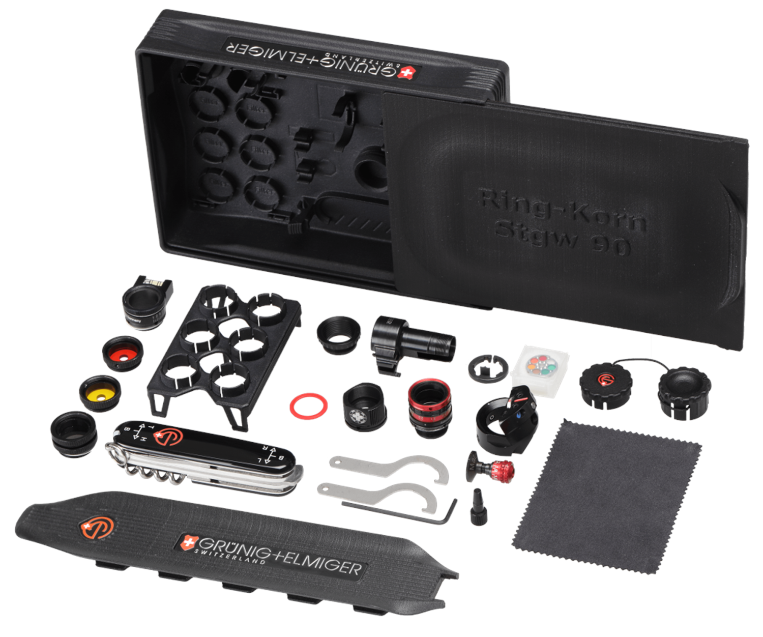  G+E Stgw 90 Set-Box-Maxi Iris-Ringkorn m. Adapter div. Zubehör, m. Farbfilterkassette, m. Irisblende