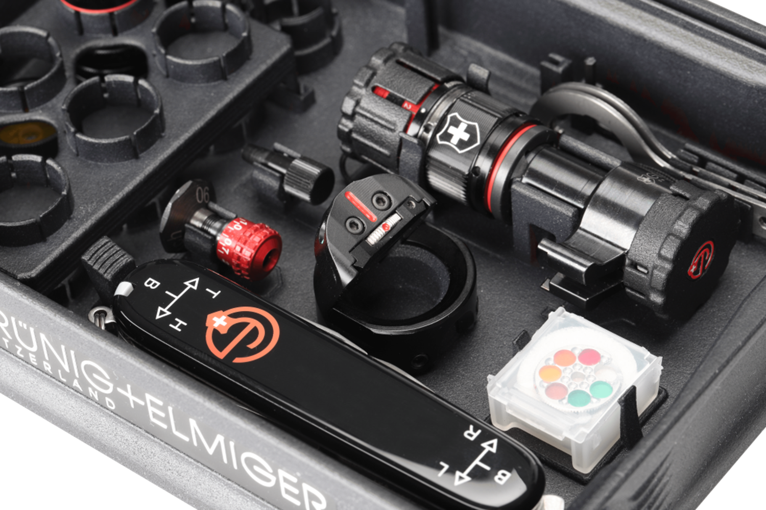  G+E Stgw 90 Set-Box-Maxi Iris-Ringkorn m. Adapter div. Zubehör, m. Farbfilterkassette, m. Irisblende