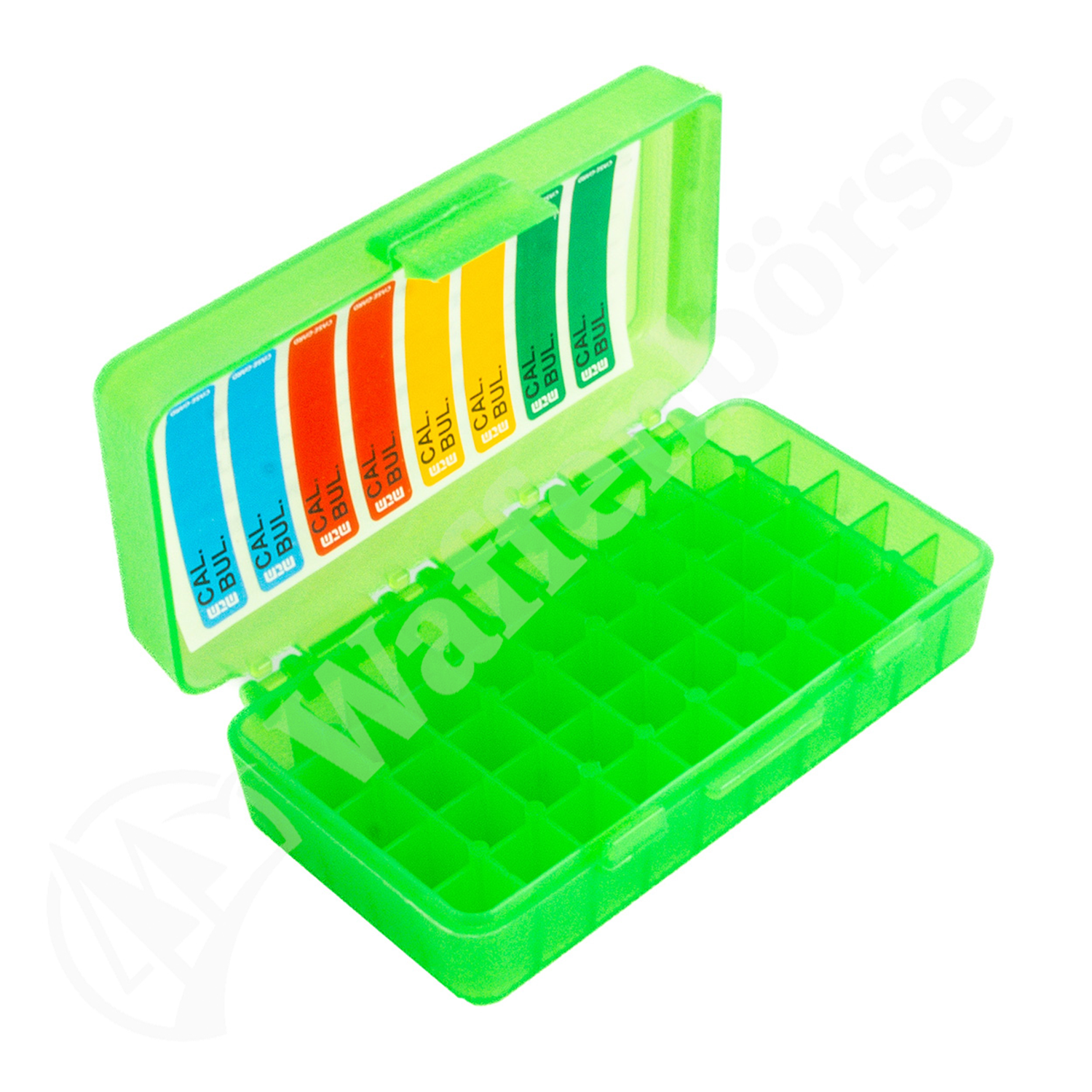 MTM Patronenbox P-50-9M-10 9mm Para-.380ACP-9mmKurz 50 Patr. grün