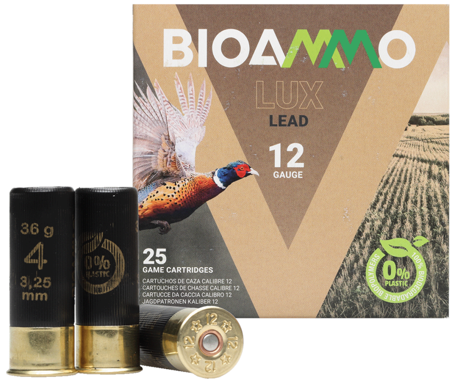 BioAmmo Schrotpatrone 12/70 Lux Hunting lead 4.5mm 36g