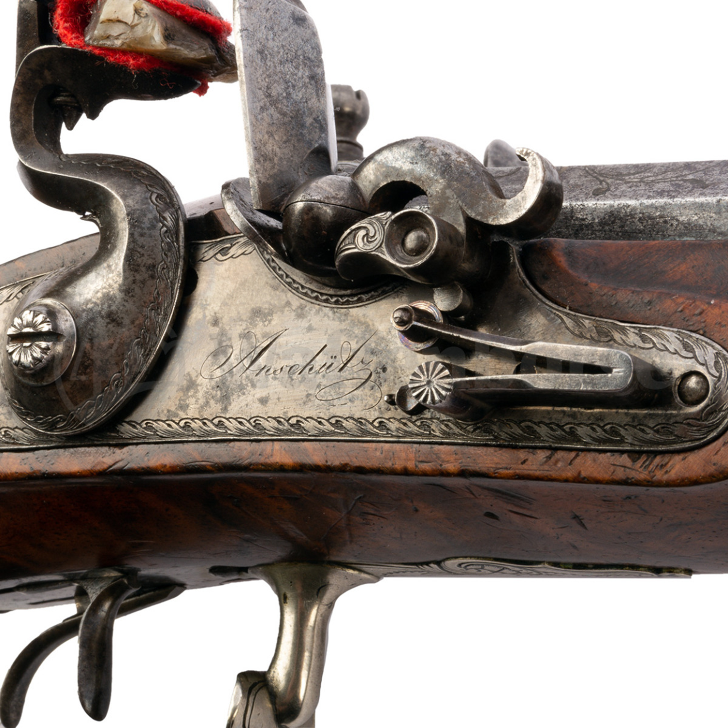 Anschütz - Suhl Doppelläufige - Steinschloss Pistole 13mm glatt