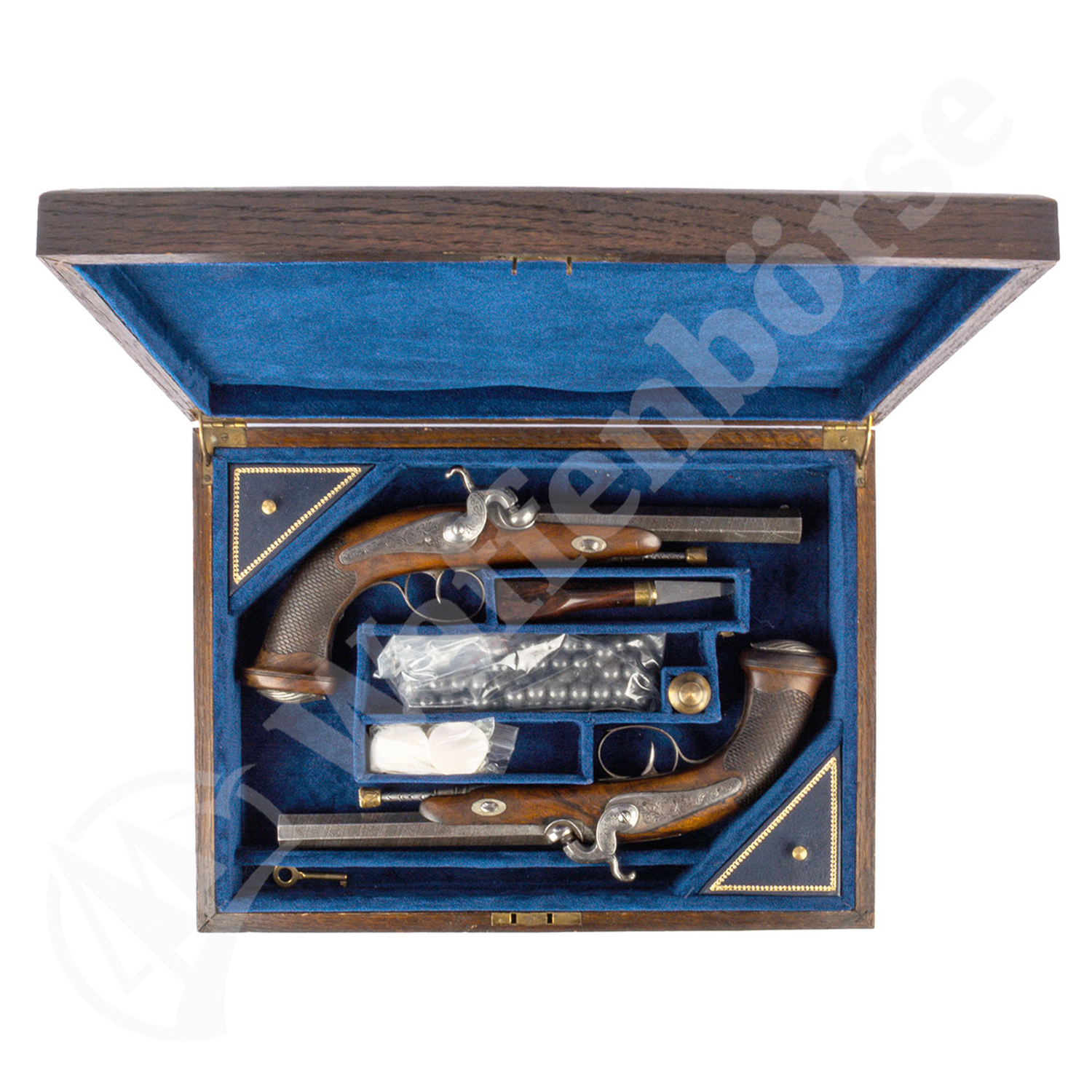 Belg. Perkussion Pistolen Paar Damast 14mm gezogen