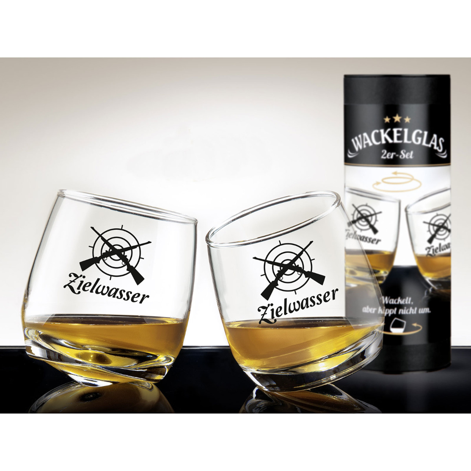Geschenkset Wackelglas Zielwasser 27cl 2er Set