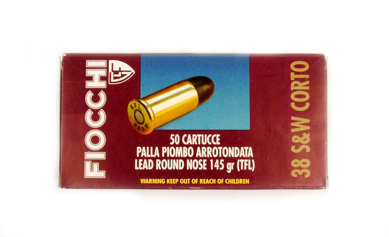FIOCCHI .38 S&W Corto 145gr Lead Round Nose