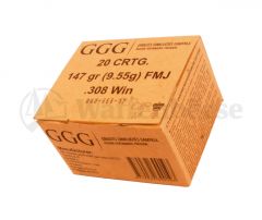 GGG  .308 Winch FMJ 9,55g / 147grain 600 Patronen 